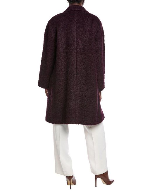 Eileen Fisher Multicolor Notch Collar Alpaca & Wool-Blend Coat