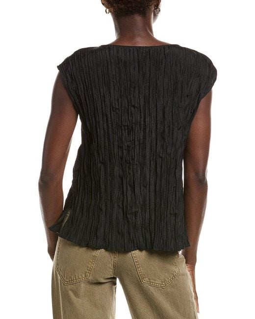 Eileen Fisher Black Ballet Neck Silk Top