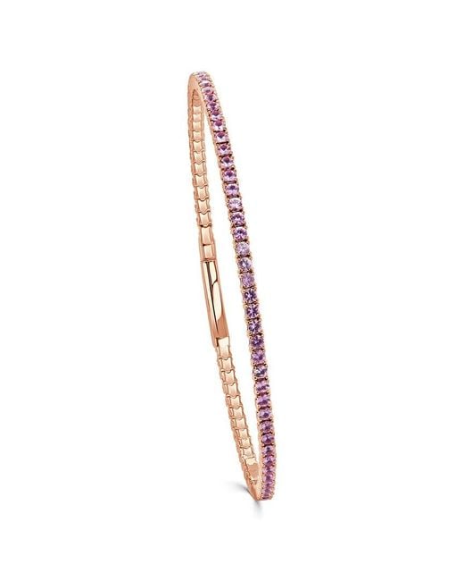 Sabrina Designs White 14k Rose Gold 2.48 Ct. Tw. Pink Sapphire Flexible Bangle Bracelet