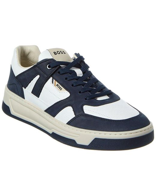 Boss Blue Baltimore Leather Sneaker for men