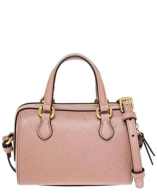 Gucci Pink Super Mini Gg Leather Top Handle Top Handle Bag
