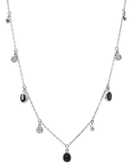 Gemstones Natural 0.53 Ct. Tw. Diamond & Sapphire Necklace
