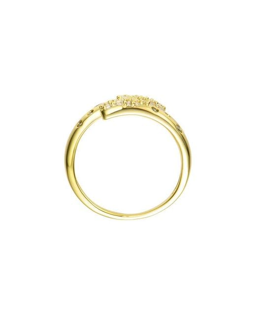 Genevive Jewelry Metallic 14k Over Silver Cz Clear Wide Band Ring