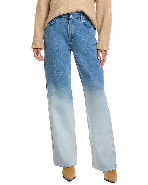10 Crosby Derek Lam Blue Faye Ombre Denim High Rise Wide Leg Jean