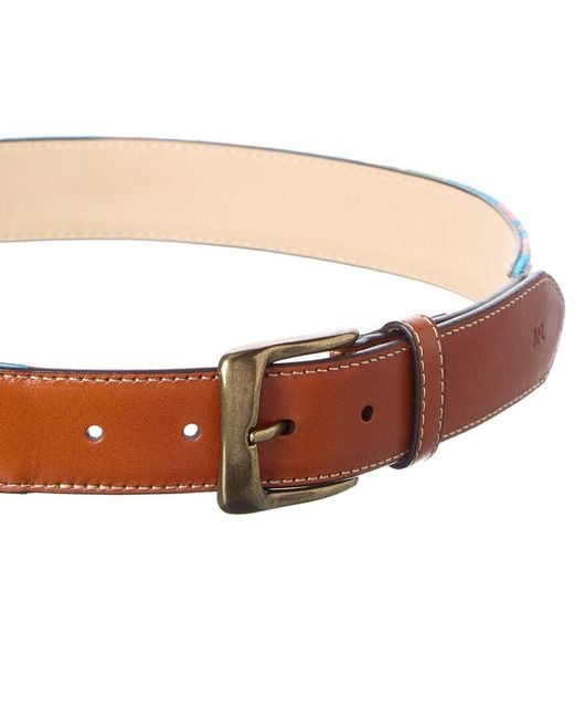 J.McLaughlin White Needlepoint Belt for men