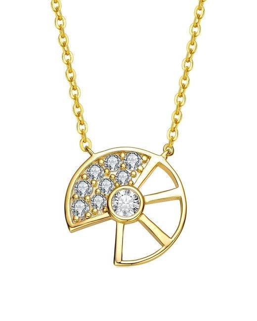 Genevive Jewelry Metallic 14k Over Silver Cz Charm Necklace