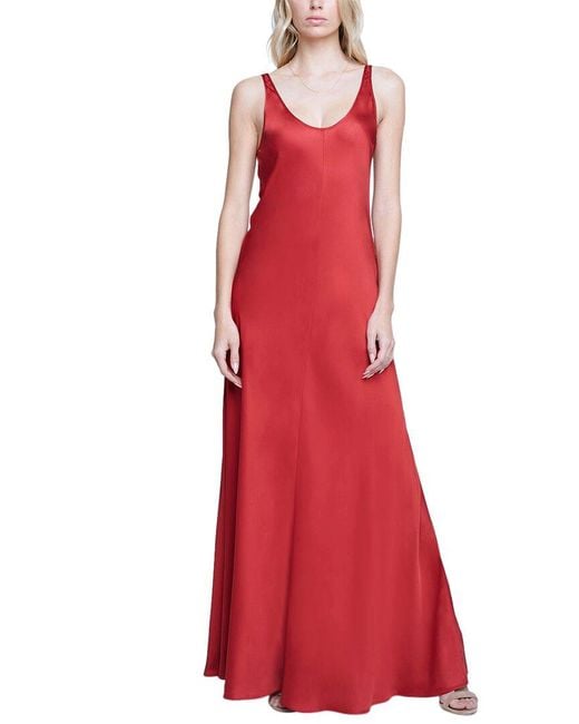 L'Agence Red Clea Scoop Neck Slip Dress