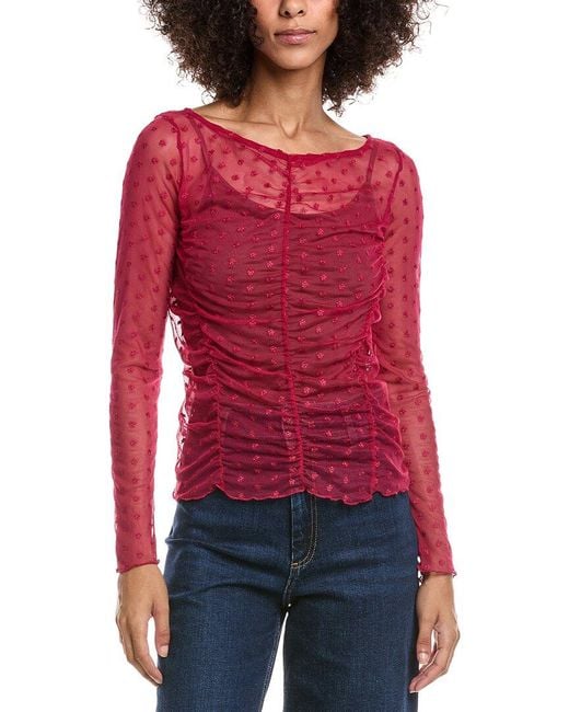 Free People Red Most Likely Layering Top