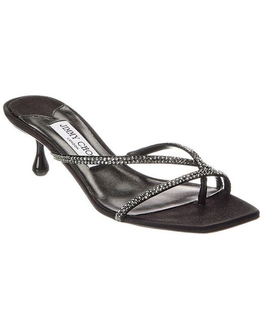 Jimmy Choo Metallic Etana Mule 50 Satin & Leather Sandal
