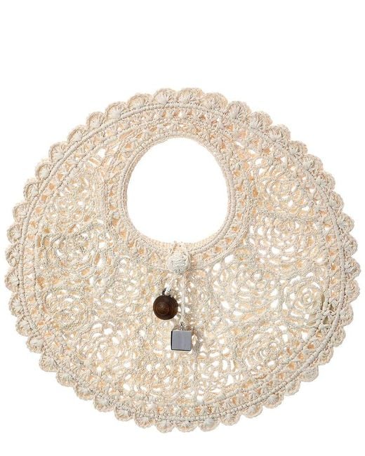 Jacquemus Natural Spiaggia Small Raffia Round Tote