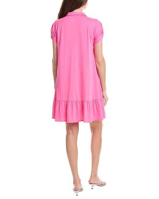 Julia Jordan Blue Puff Sleeve Linen-Blend Shirtdress