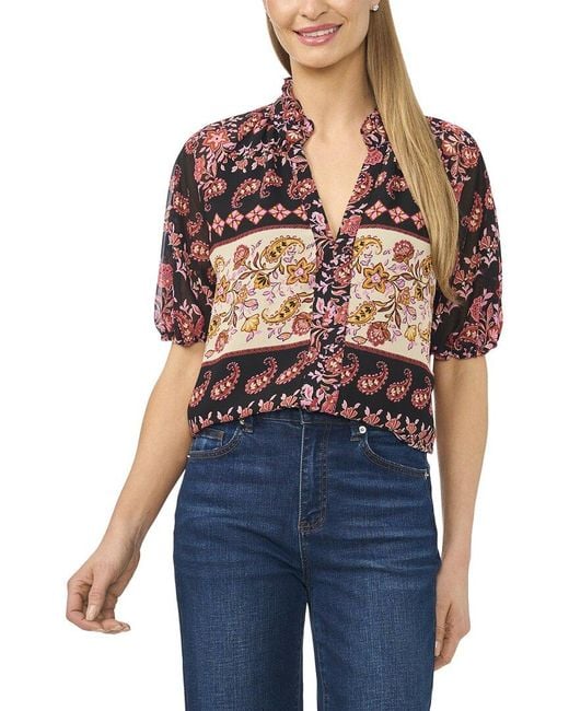 Cece Blue Woven Top