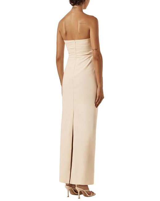 Shona Joy Natural Lani Strapless Draped Maxi Dress