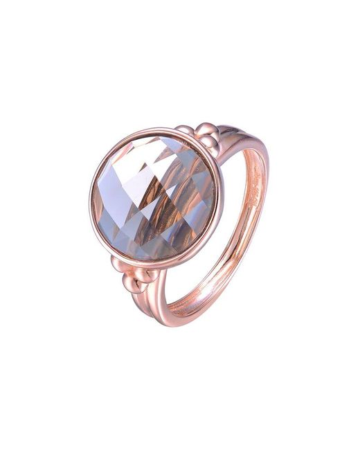 Genevive Jewelry White 18k Rose Gold Vermeil Cz Ring