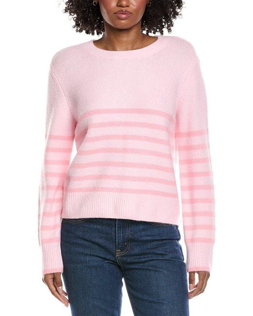 Cece Pink Striped Crop Sweater