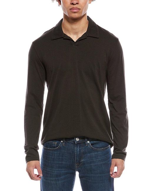 Vince Black Garment Dye Johhny Collar Shirt for men