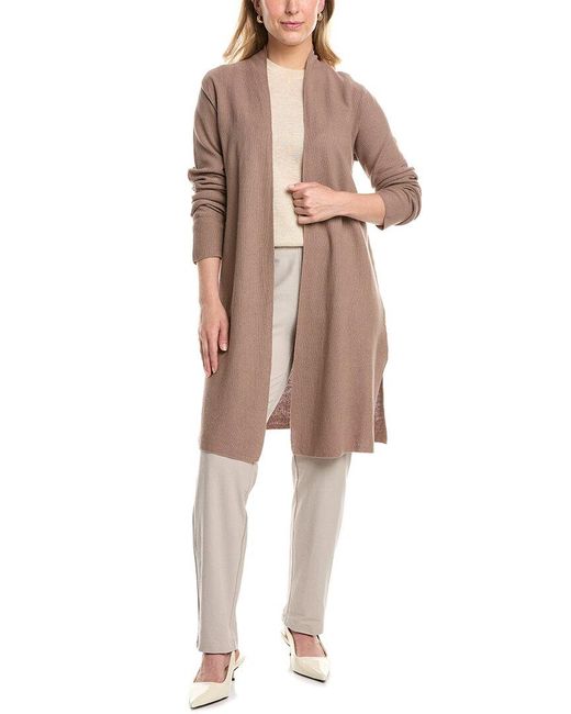 Eileen Fisher Natural Long Linen-Blend Cardigan