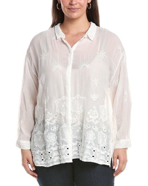 Johnny Was White Plus Slim Audrey Button-Down Shirt