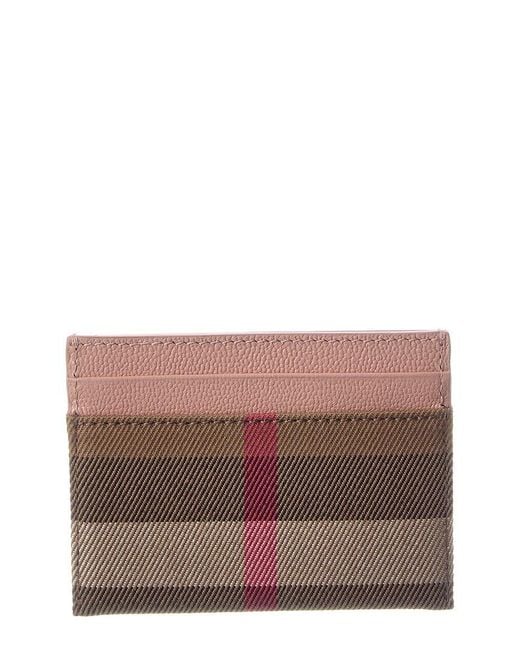 Burberry Brown Check Canvas & Leather Card Case