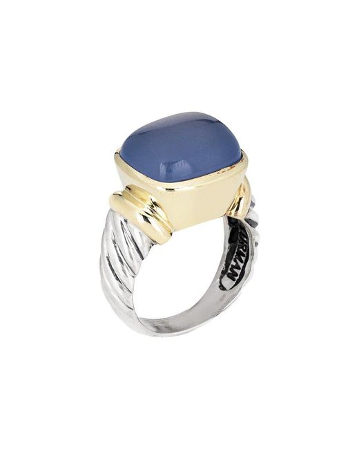 David Yurman Blue Albion 14K & Chalcedony Ring (Authentic Pre-Owned)