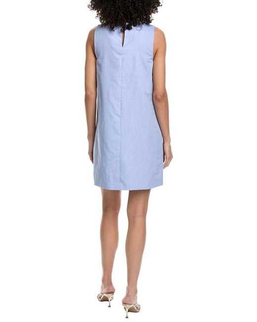 Max Mara Blue Weekend Racer Linen-Blend Shift Dress