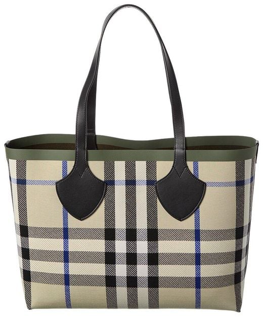 Burberry Black Check Medium Reversible Canvas & Leather Tote