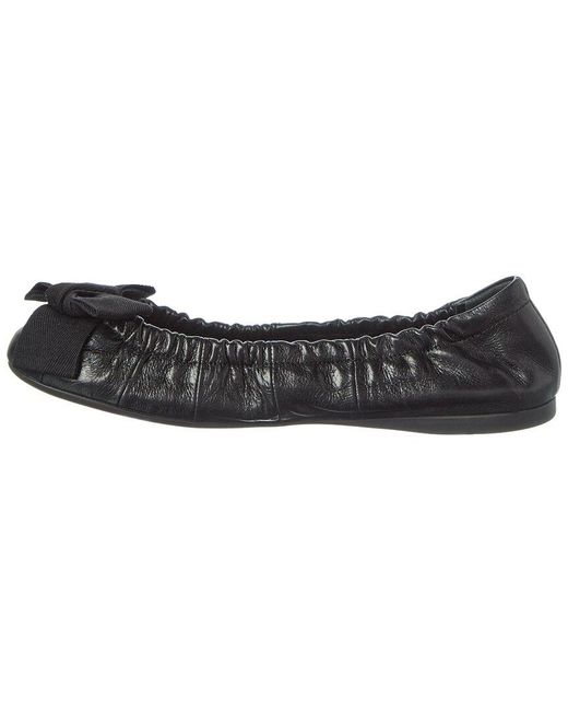 Prada Black Logo Leather Ballerina Flat