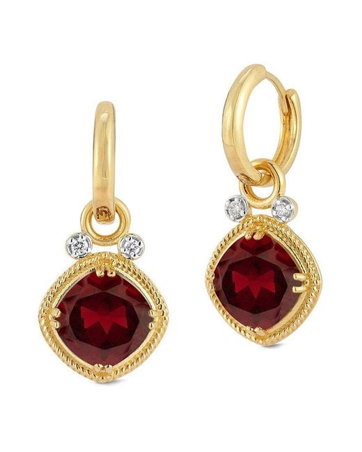 Reiss Red 14k 4.14 Ct. Tw. Diamond & Garnet Earrings
