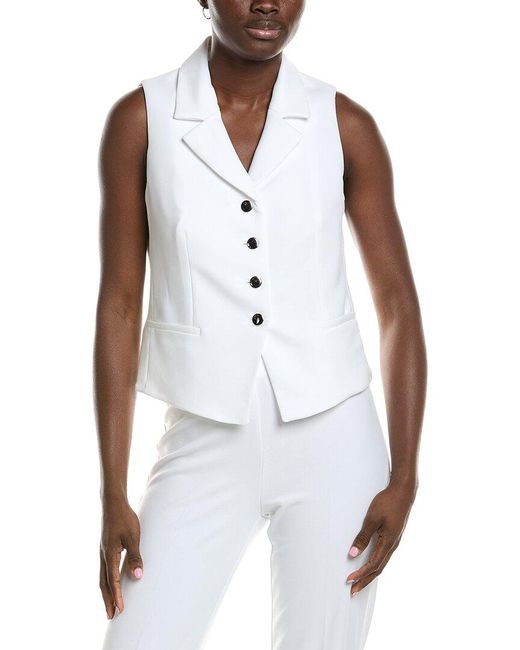 Anne Klein White Heavy Cool Crepe Vest