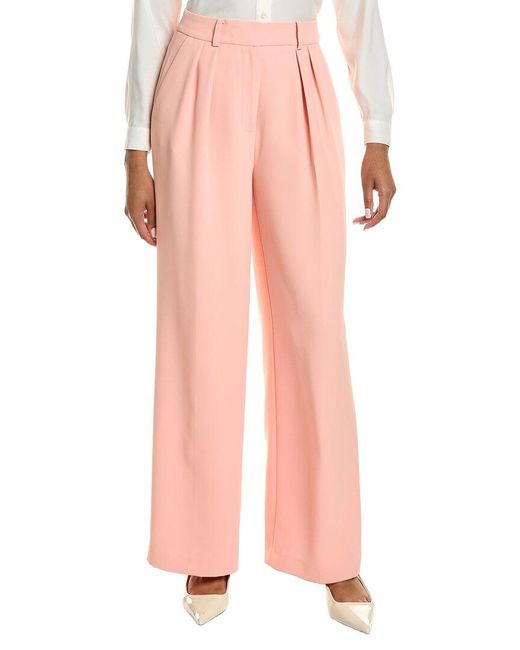 Kenneth Cole Pink High-Rise Pleated Wide Leg Pant