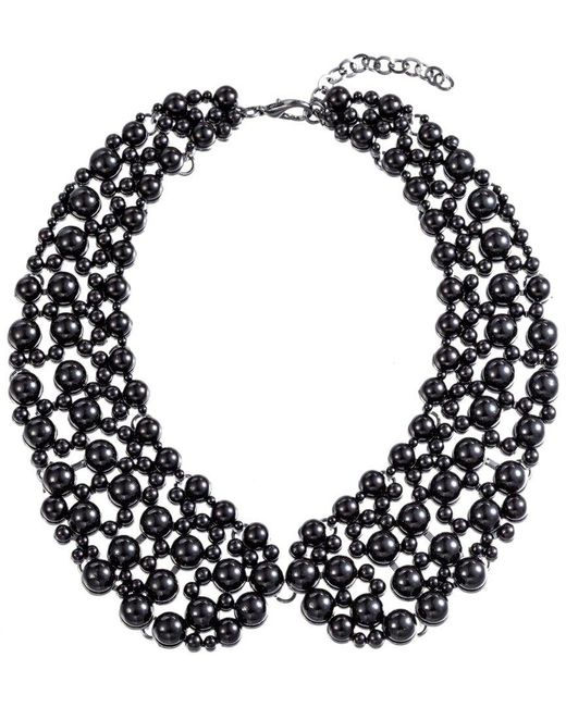 Eye Candy LA Black Luxe Collection Glass Pearl Diana Statement Collar Necklace