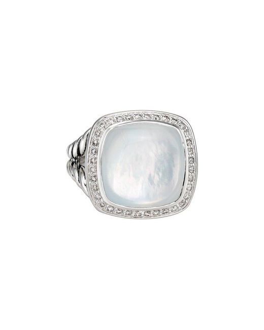 David Yurman Gray 0.34 Ct. Tw. Diamond & Moon Quartz Mop Backed Albion Ring (Authentic Pre-Loved)