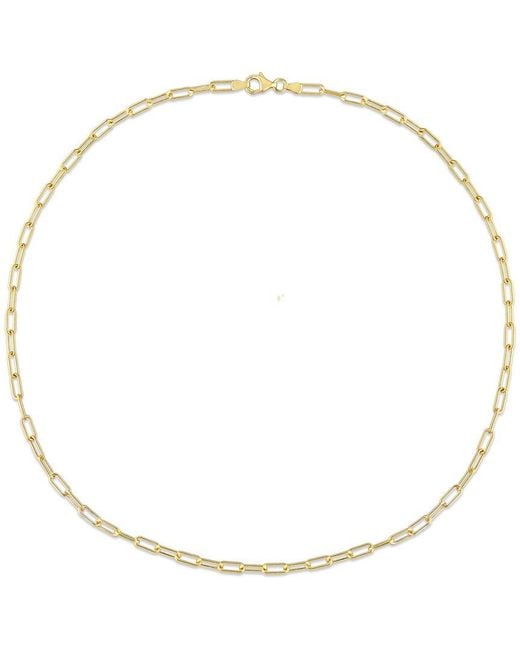 Italian Silver Metallic 18K Over Polished Paperclip Chain Necklace