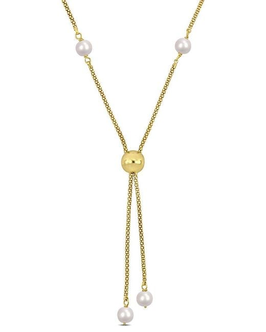 Rina Limor Metallic 18k Over Silver Pearl Tassel Necklace