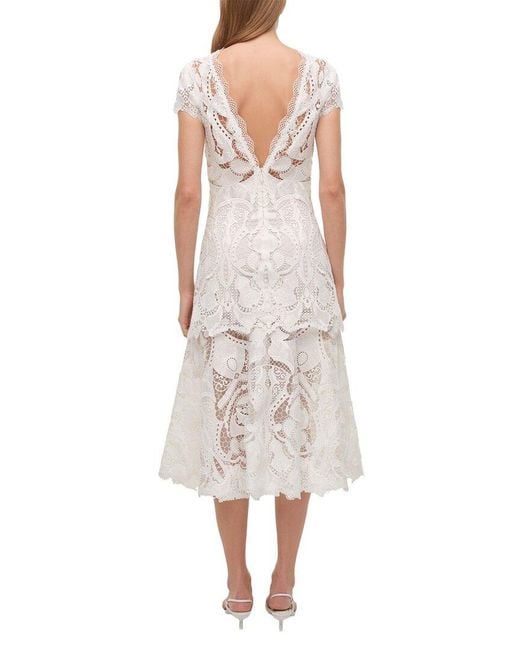 Jonathan Simkhai White Laura Guipure Lace Cap Sleeve Midi Dress