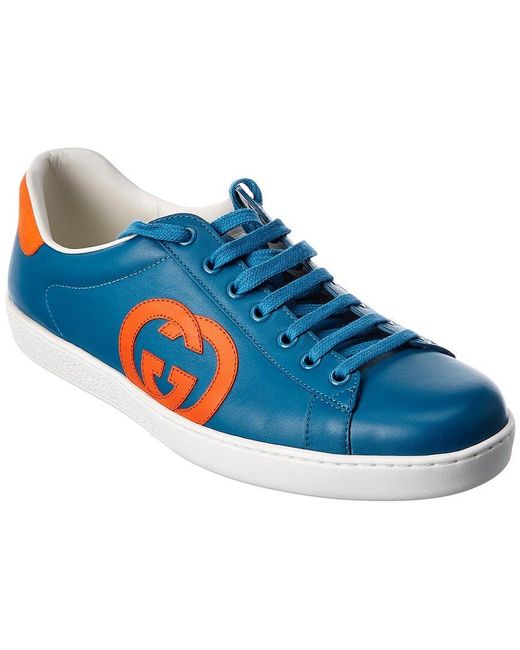 Gucci Blue Ace Interlocking G Leather Sneaker for men