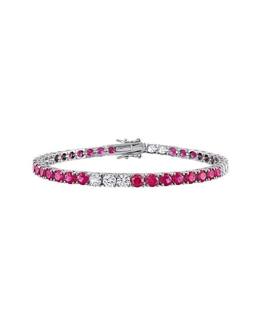 Rina Limor Multicolor 13.44 Ct. Tw. Lab-Grown Ruby And Sapphire Tennis Bracelet