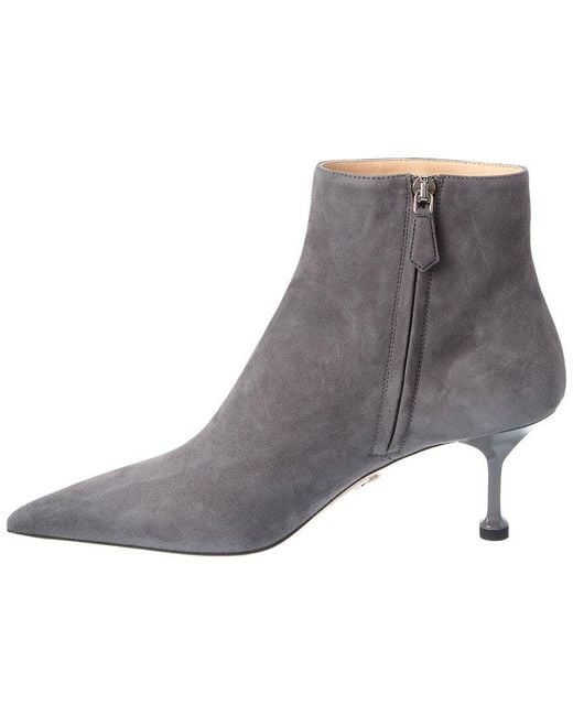Prada Gray 65 Suede Bootie