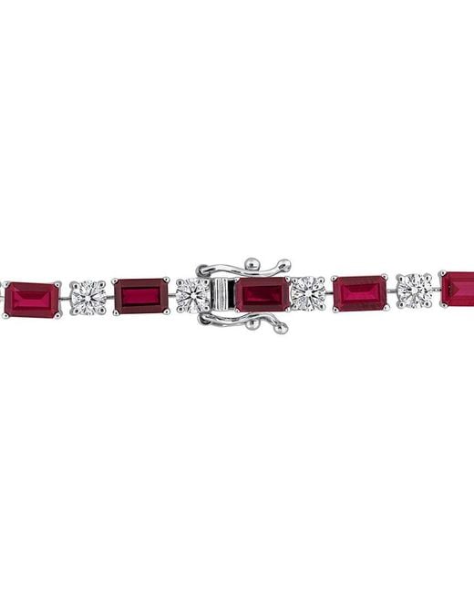 Lab Grown Gemstones White Created Forever 18K 10.08 Ct. Tw. Lab-Grown Diamond & Lab-Grown Ruby Tennis Bracelet