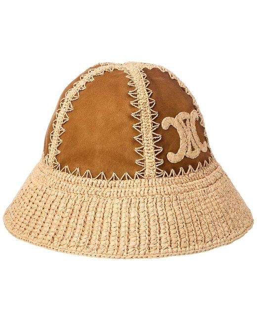 Ce line women\'s brown sun hat CELINE 900$ Wide-Brimmed Triomphe Beach Hat In Raffia | eBay main image 2