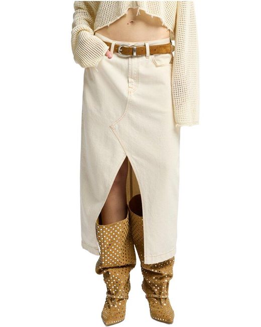 7 For All Mankind Natural Midi Skirt