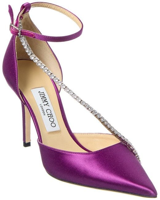 Jimmy Choo Purple Talika 85 Satin Pump