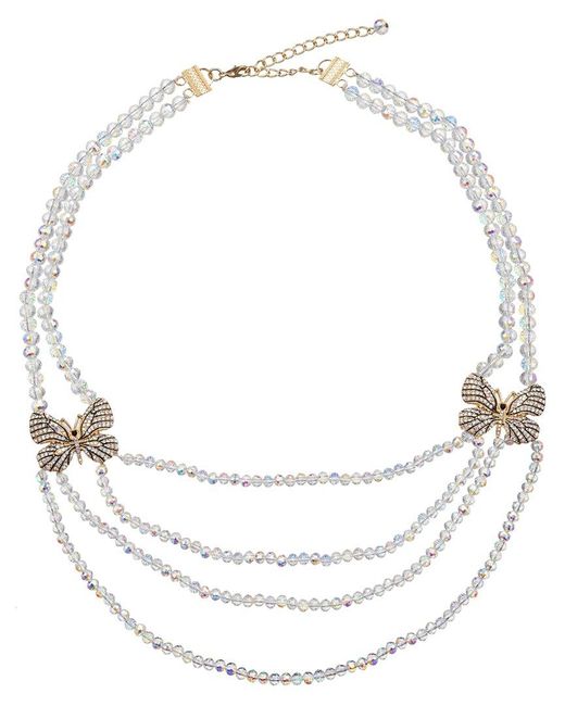 Eye Candy LA White Julia Beaded Butterfly Necklace