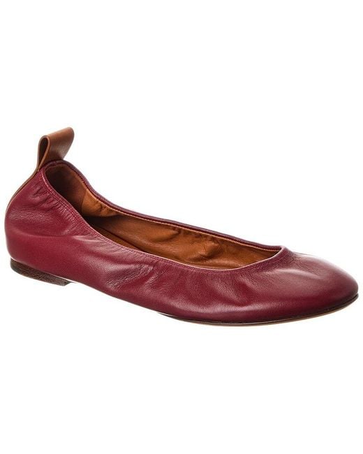 Lanvin Red Leather Ballerina Flat