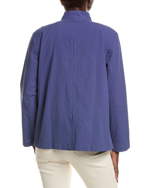 Eileen Fisher Blue High Collar Jacket