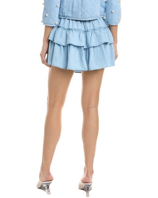 Stellah Blue Denim Ruffle Mini Skirt