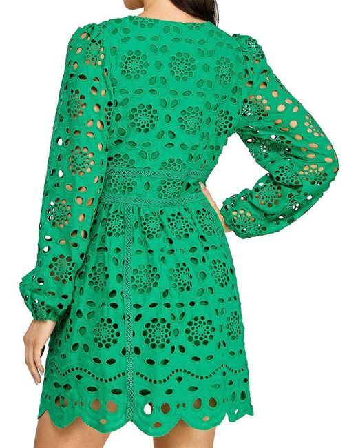 LAYERED WITH LOVE Green Eyelet V-Neck Dress
