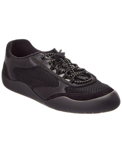 Prada Black Speedrook Leather-Trim Sneaker