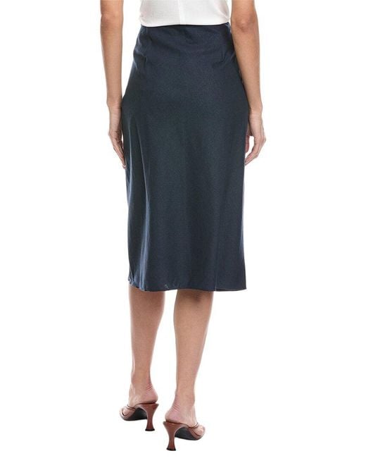 Vince Blue Easy Linen-Blend Slip Skirt