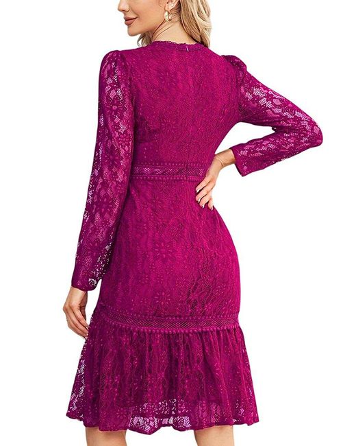 AMINA GLAM Purple Midi Dress